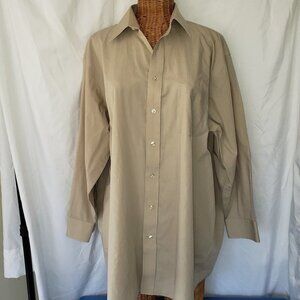Stafford Essentials Men's Long Sleeve Button Down Shirt in Taupe - 17-17.5 32/33